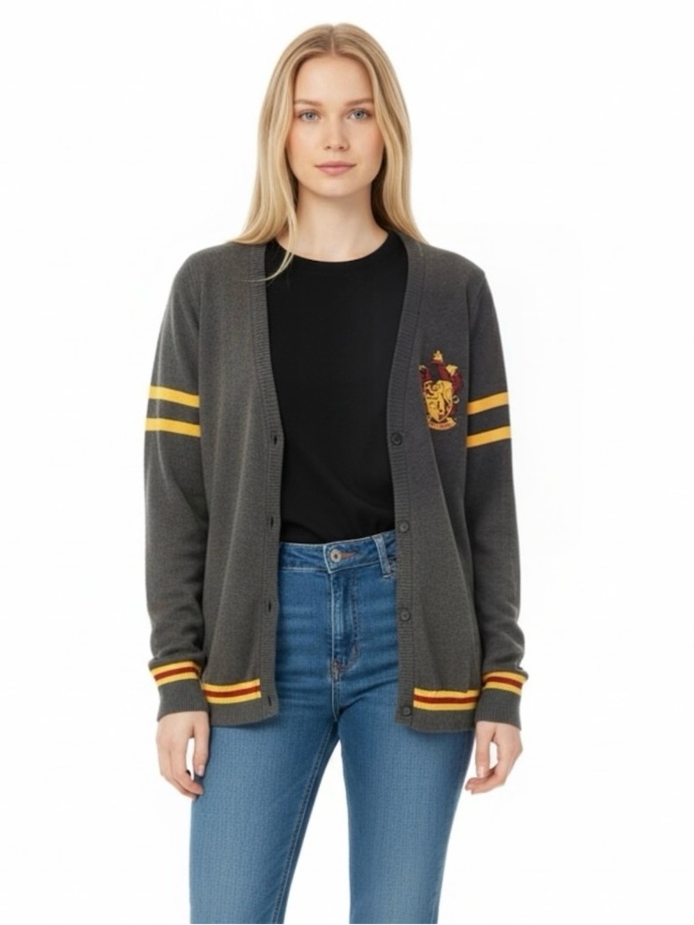 Harry Potter Gryffindor House Crest Varsity Rayon Blend Cardigan Sweater Size S